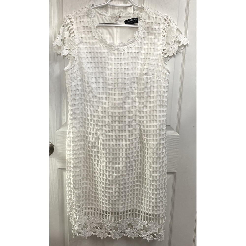 Danny Couture Women's White Lined Wedding Bachelorette Shower Dress Appliqués 12
